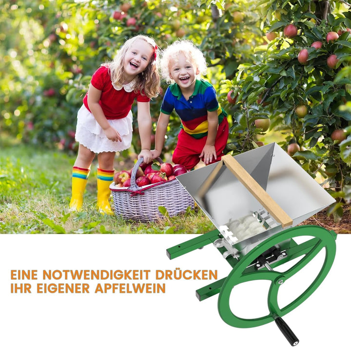 7L Obstmühle Obstmuser Obsthäcksler Beerenmühle mit Handkurbel mit Edelstahltrichter zur Maischehers
