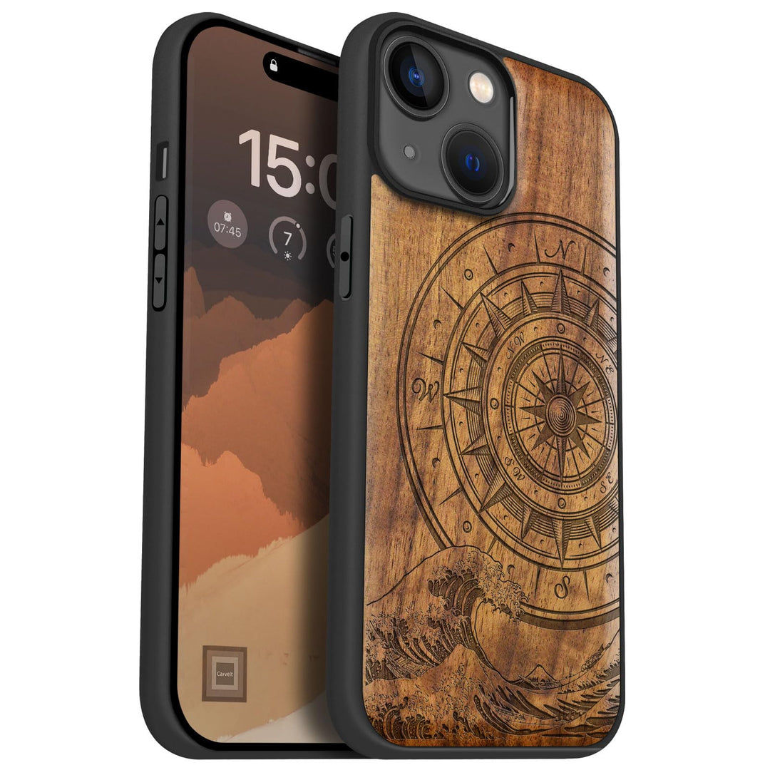 Carveit Holz Handyhülle für iPhone 15 Handyhulle kompatibel mit MagSafe Massivholz für Apple 15 Hand