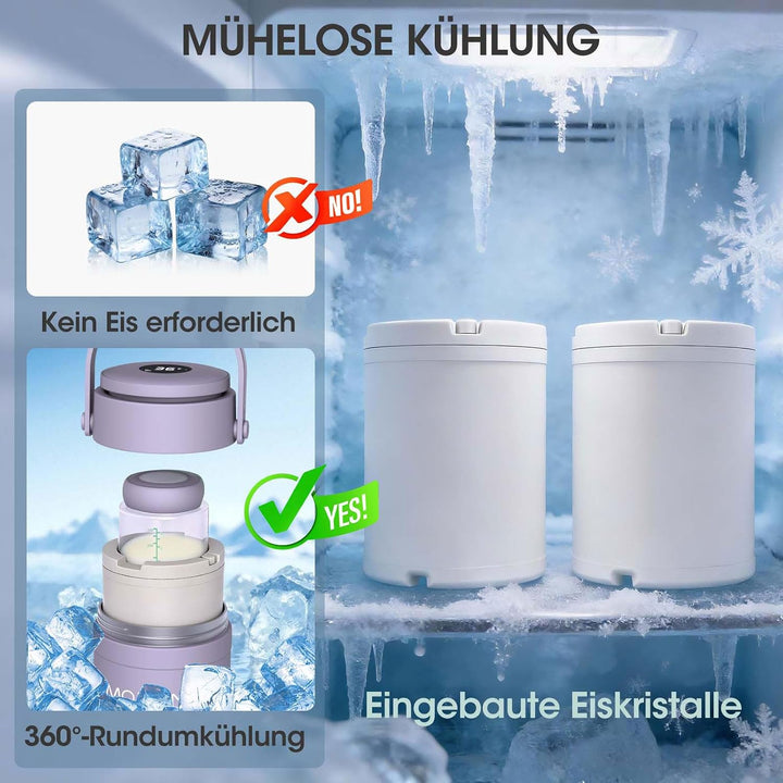 Muttermilchkühler, 625 ml, mit Temperaturanzeige, 360° Gesamtkühlung, Milchflasche, Aufbewahrungsküh