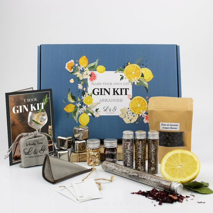 L&G® Entdecker-Set für DIY Gin mit einzigartigen Gewürzen - Exklusives Box Set für Männer/Frauen, Or