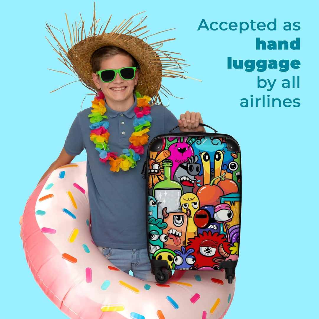 NoBoringSuitcases.com® Kinder Koffer Hartschalenkoffer Klein Rollkoffer Handgepäck Geschenk - Monste