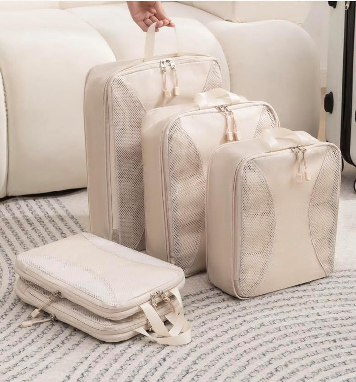 Koffer Organizer Set Kompression 8-teilig – Platzsparende Packwürfel mit Doppelreissverschluss – Was