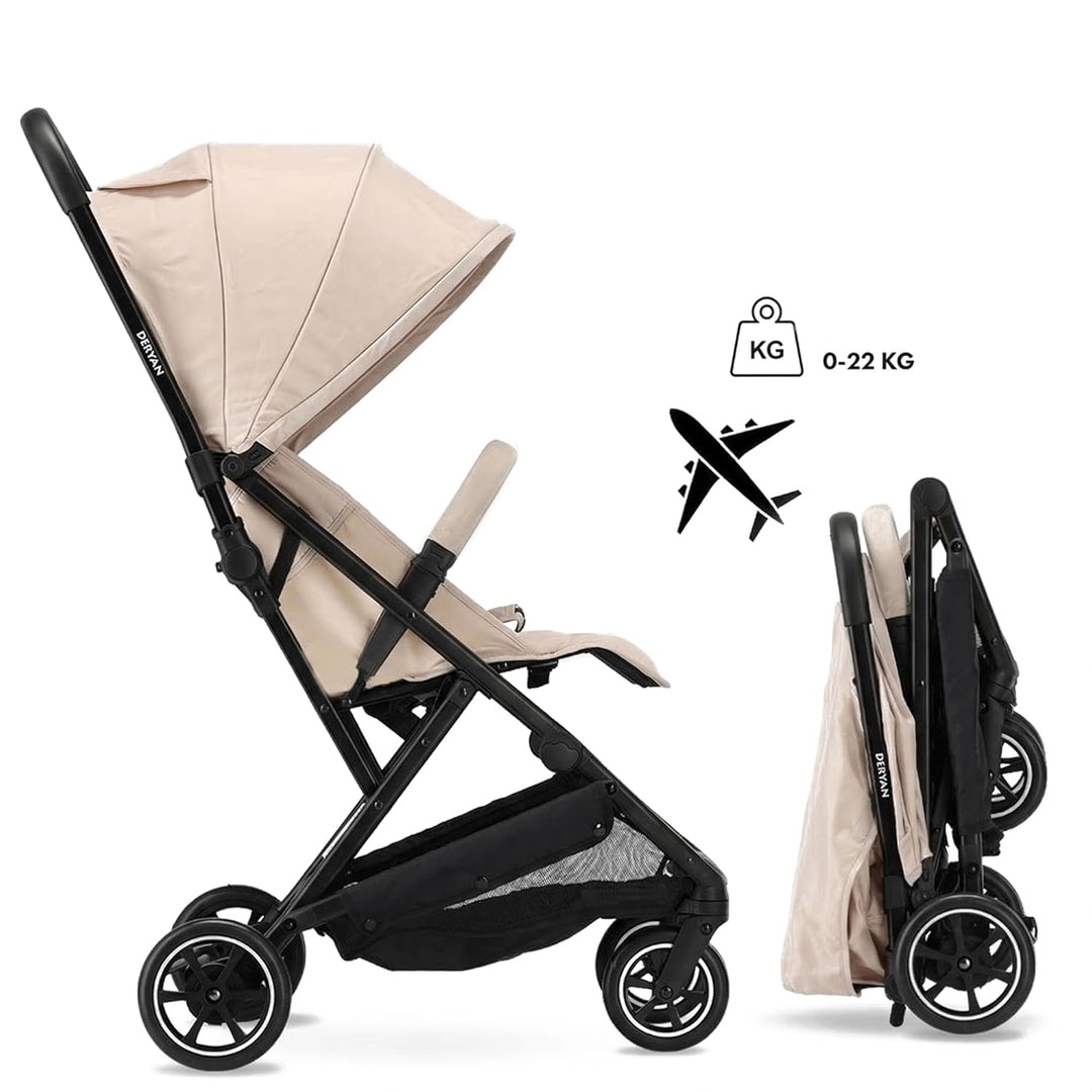Deryan Easy Reise Buggy - für Kinder ab Geburt bis 22 kg mit Liegefunktion - Ultraleicht 7,5 kg - Ei