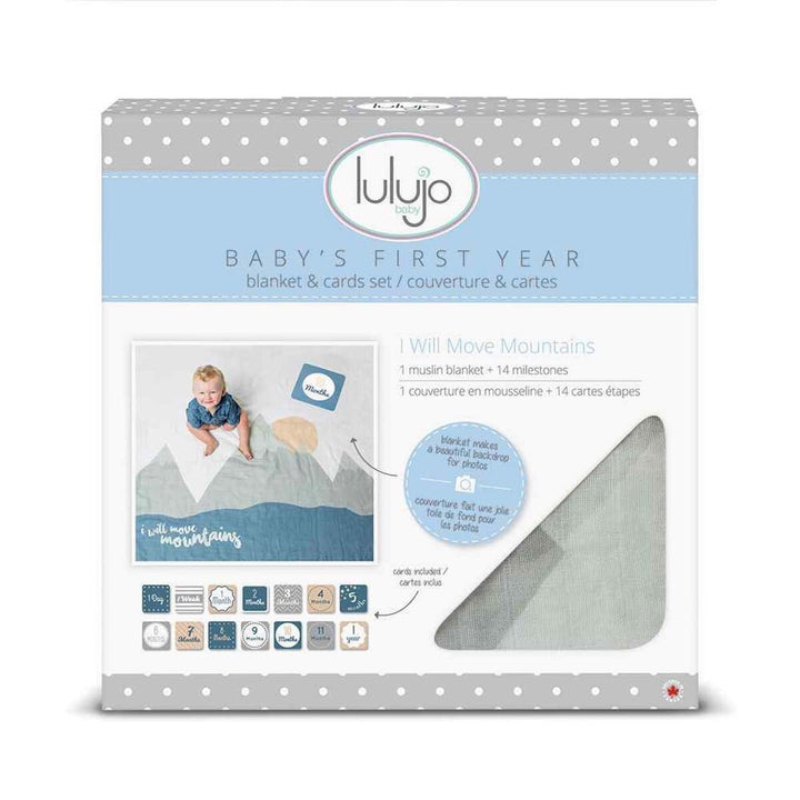 lulujo Baby's First Year Meilenstein-Decke und Karten-Set | 101,6 x 101,6 cm (I Will Move Mountains)