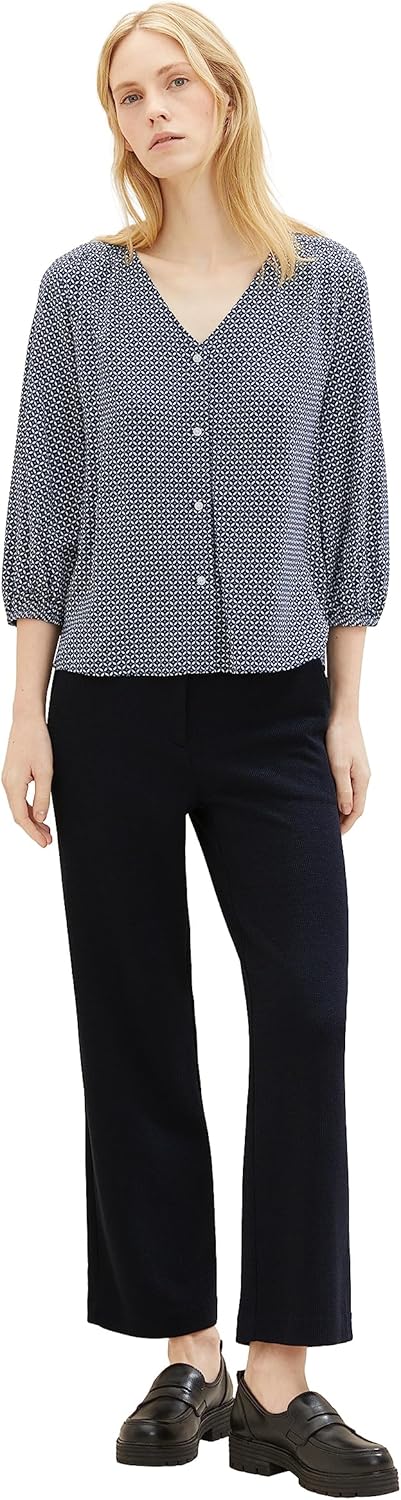 TOM TAILOR Damen Bluse mit Muster 34 32365-navy Geometrical Design, 34 32365-navy Geometrical Design