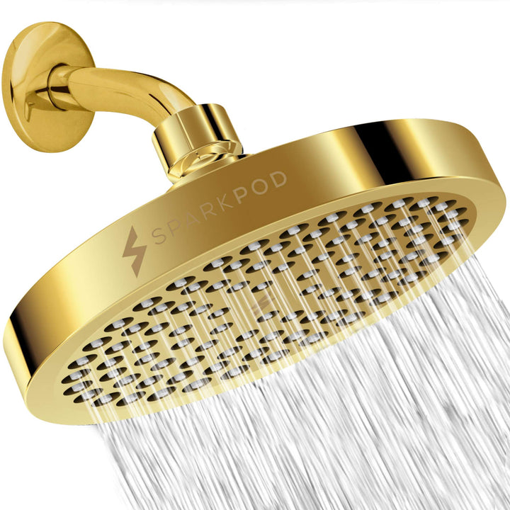 SparkPod Fixed Shower Head - High Pressure Rain - Luxury Modern Look - Easy Tool Free Installation -