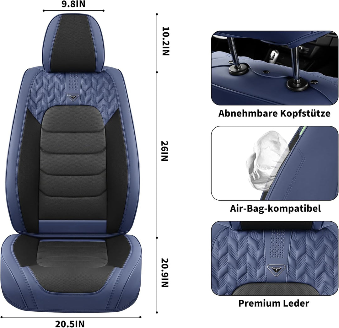 FLORICH Autositzbezüge Komplettset 5 Stück Vorder und Rücksitzbezüge PU-Leder Universel Auto Wasserd