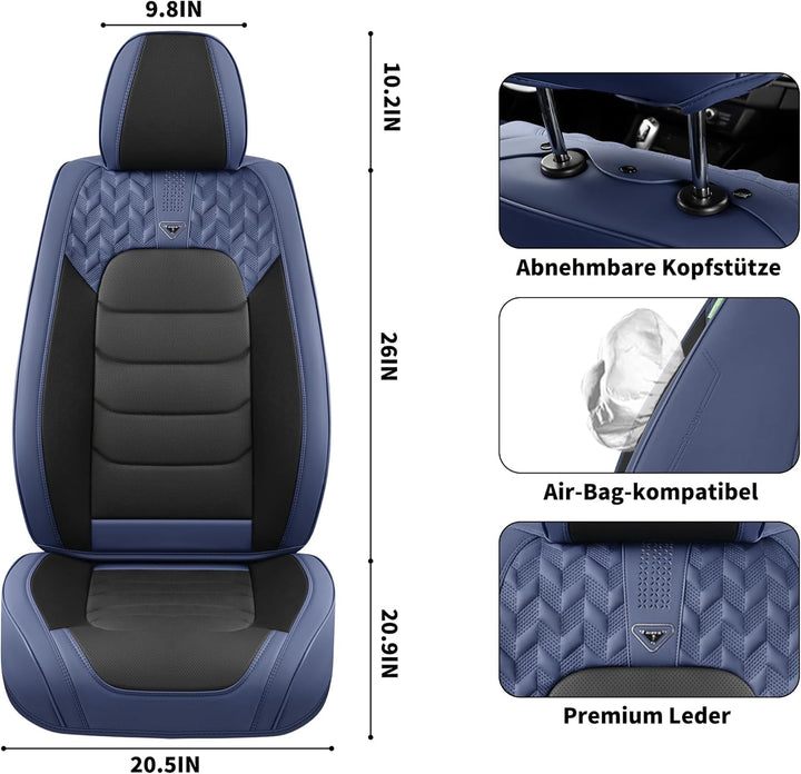 FLORICH Autositzbezüge Komplettset 5 Stück Vorder und Rücksitzbezüge PU-Leder Universel Auto Wasserd