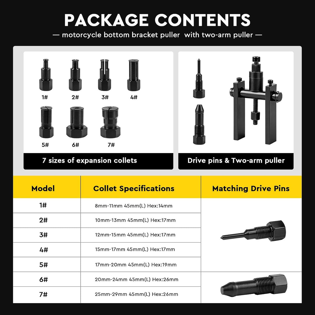 10 Tlg Innenlager Abzieher Set Upgrade Kugellagerabzieher Werkzeug, Motorrad-Lagerabzieher-Set mit 7