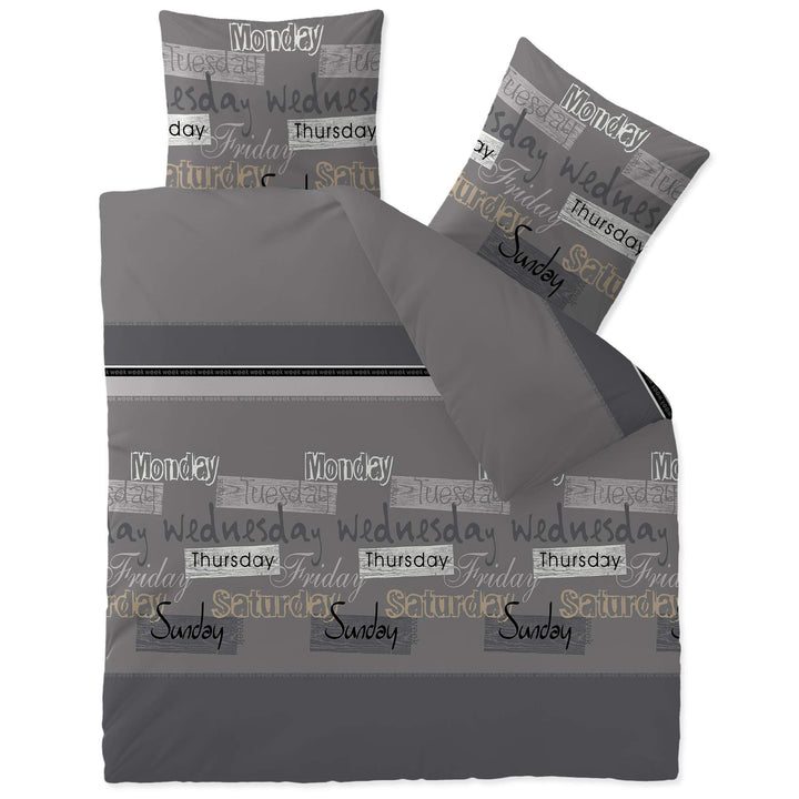 CelinaTex Touchme Biber Bettwäsche 200 x 220 cm 3teilig Baumwolle Bettbezug Carla grau anthrazit sch