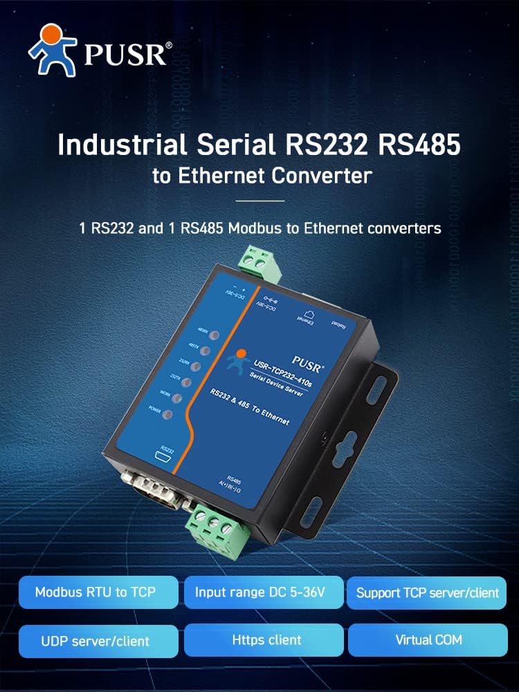 PUSR RS232 RS485 Modbus RTU zu Modbus TCP Gateway Seriell zu Ethernet Konverter USR-TCP232-410s