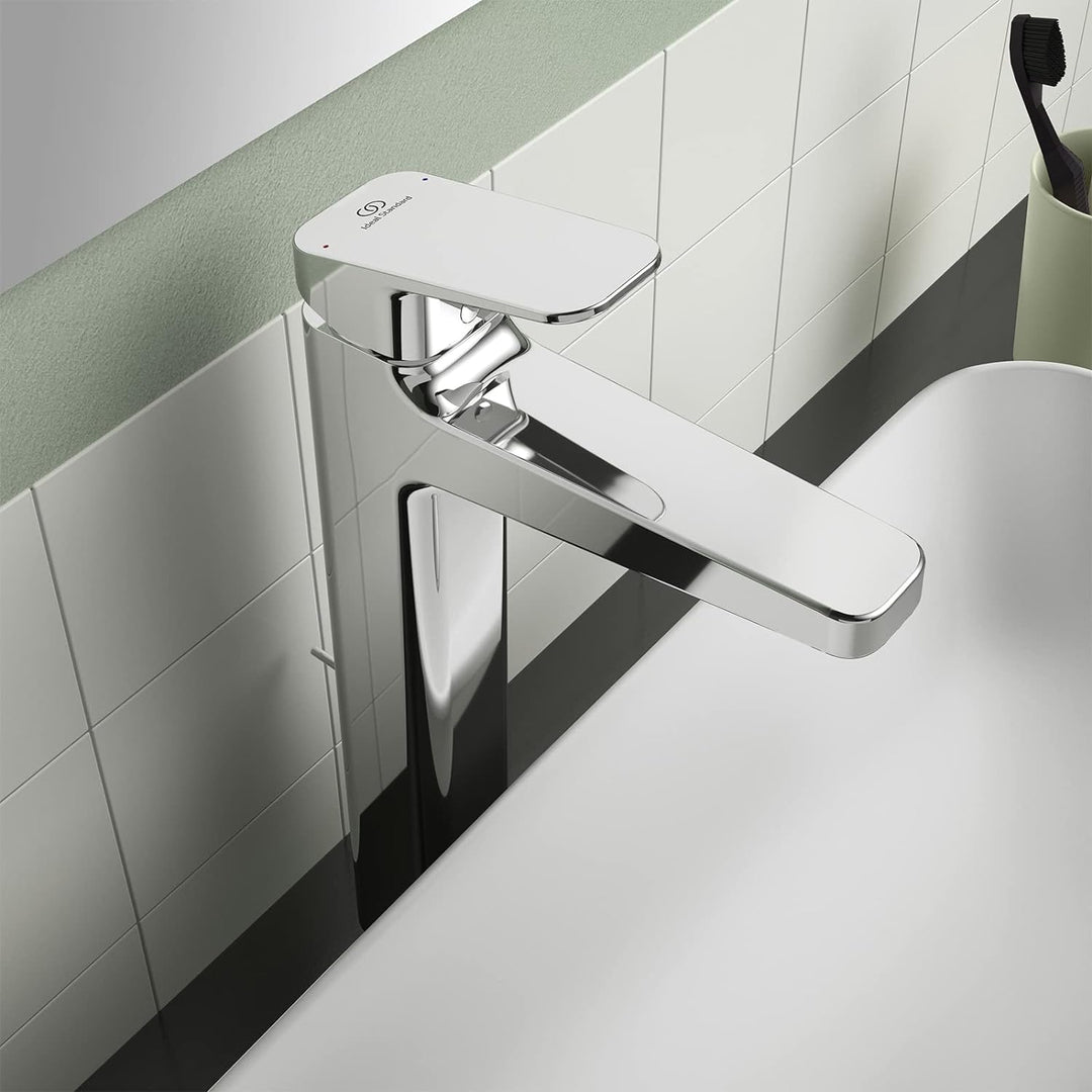 Ideal Standard BD238AA Ceraplan Waschtischarmatur mit Zugknopf-Ablaufgarnitur Auslaufhöhe 247mm mit