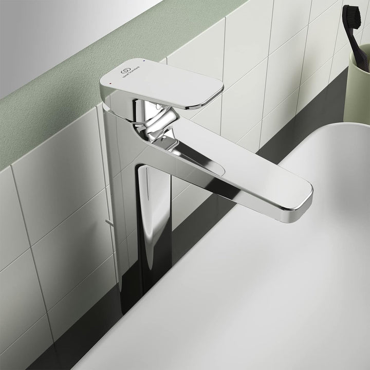 Ideal Standard BD238AA Ceraplan Waschtischarmatur mit Zugknopf-Ablaufgarnitur Auslaufhöhe 247mm mit