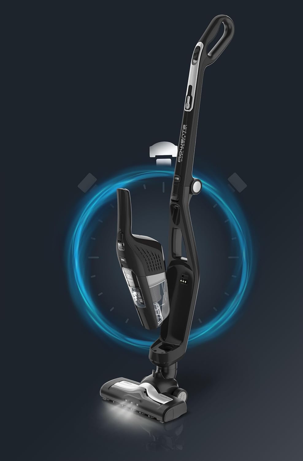 Rowenta RH6735WH Dual Force 2in1, kabelloser Stabstaubsauger, Schwarz Dual Force 2in1 schwarz, Dual