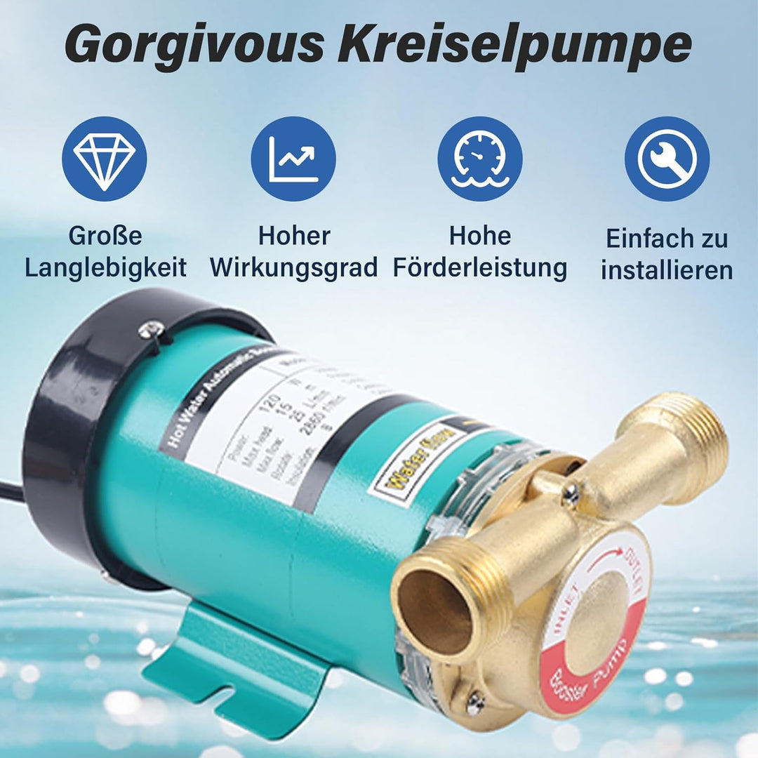 20GR-15 Wasserdruckpumpen Umwälzpumpe 1" Auslass Heisswasserpumpe mit Messing Wasserflussschalter fü