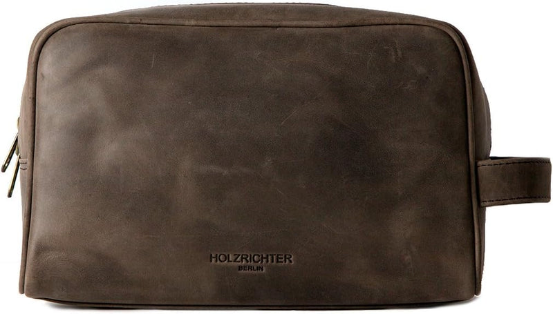 HOLZRICHTER Berlin Grosser Leder Kulturbeutel zum Aufhängen - Premium Kulturtasche für Herren und Da