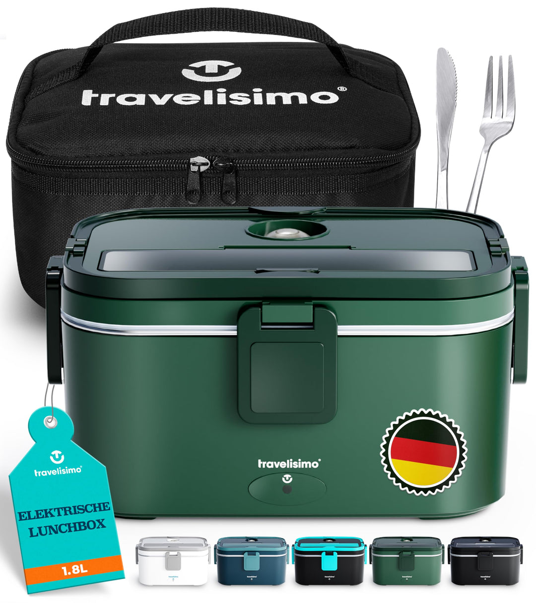 TRAVELISIMO XXL Elektrische Lunchbox Extra gross 1,8L Electric Lunch Box 80W, Heat Box 3-in-1 box zu