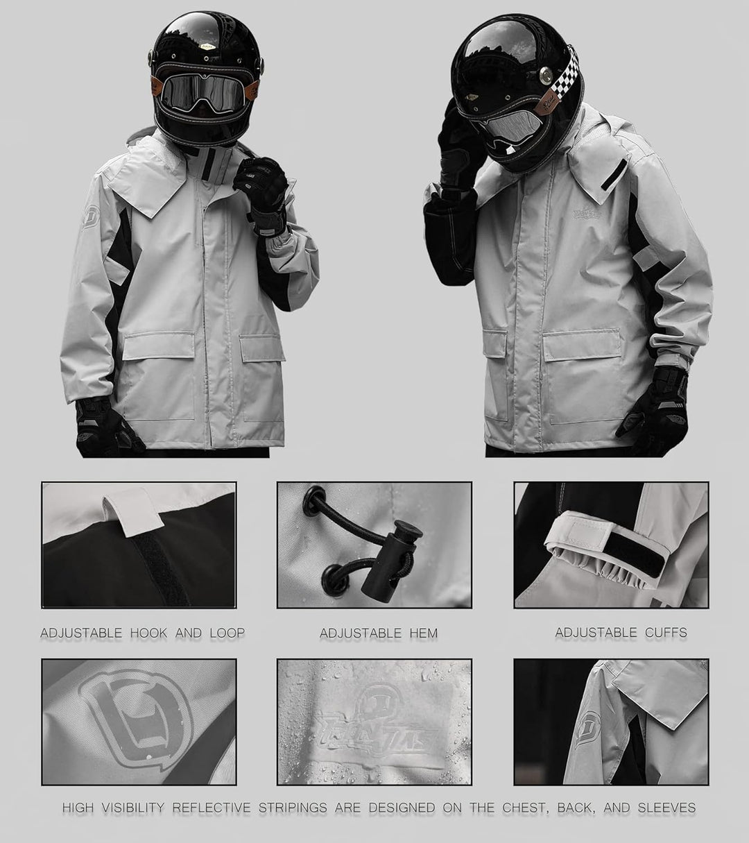 IRON JIA’S Regenanzug Herren Motorrad Regenjacke Wasserdichter Winddicht Atmungsaktiver Reflektieren