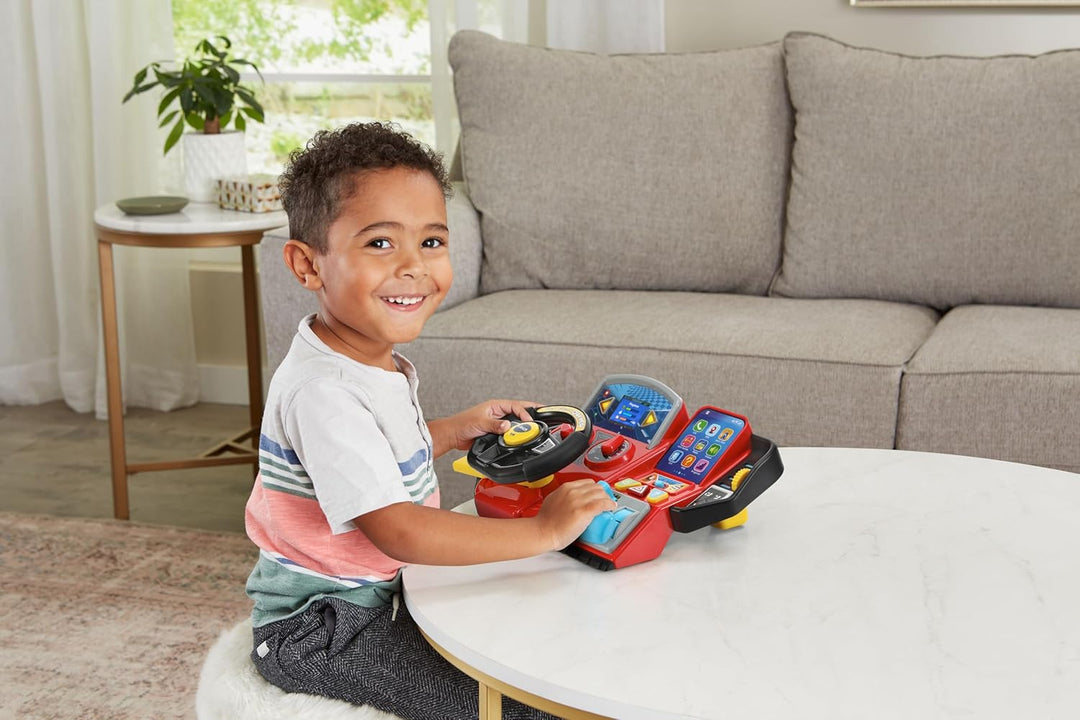 VTech Turbo Pilot-Lenkrad, Lenkrad für Kinder mit interaktivem Armaturenbrett, über 20 Lernspiele un