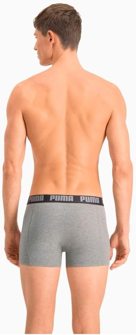 PUMA Herren Basic Boxer Boxer Briefs (2er Pack) S 691 - Dark Grey Melange / Black, S 691 - Dark Grey