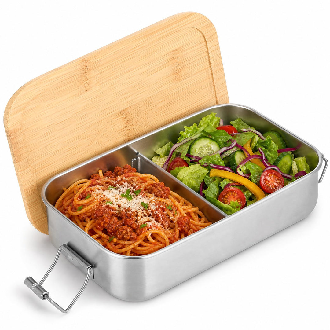 Cozary Brotdose Edelstahl, 1000ML Lunchbox Erwachsene, Brotdose mit Fächern, BPA-frei, Bento Box Aus