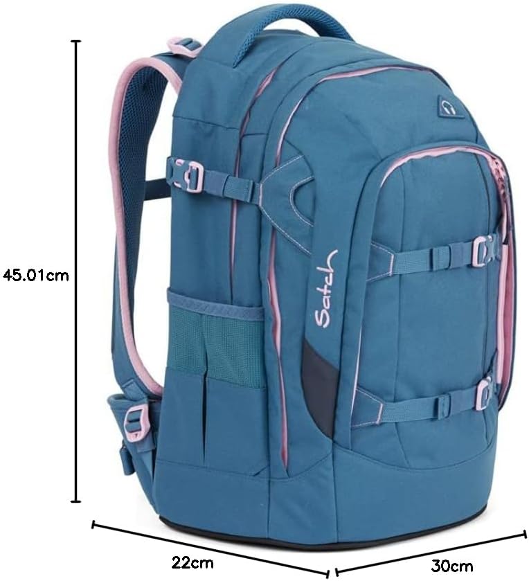 satch pack Schulrucksack - ergonomisch, 30 Liter, Organisationstalent, Deep Rose - Hellblau