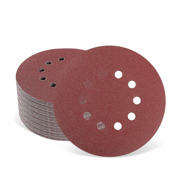 Schleifpapier 225mm Klett, 30 Stück Schleifscheiben 225mm P120 Körnung 10 Loch in Rot für Trockenbau
