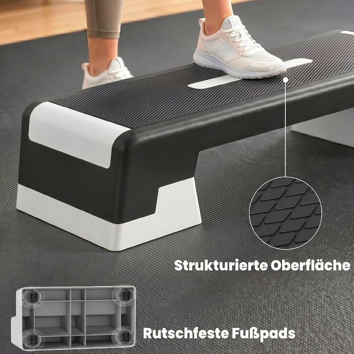 SPORTNOW Steppbrett höhenverstellbar Fitness Aerobic Stepper mit 3 Stufen (15/20/25 cm), Anti-Rutsch