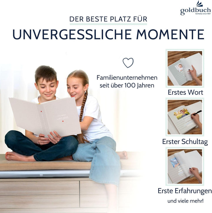 goldbuch 31 033 Fotoalbum Aus klein wird GROss, Fotobuch mit 100 weissen Seiten mit Pergamin Trennbl