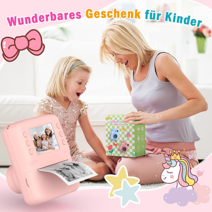 Kinderkamera Sofortbildkamera, Spielzeug ab 3-6 Jahren 2.4" HD Bildschirm Kinderkamera mit 32 GB Ges