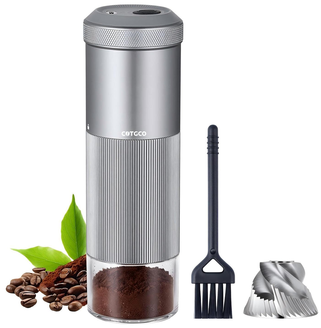 Kaffeemuehle Elektrische Espresso Muehle Klein: COTGCO Tragbare Kaffeebohnen Mühle mit Edelstahl Keg