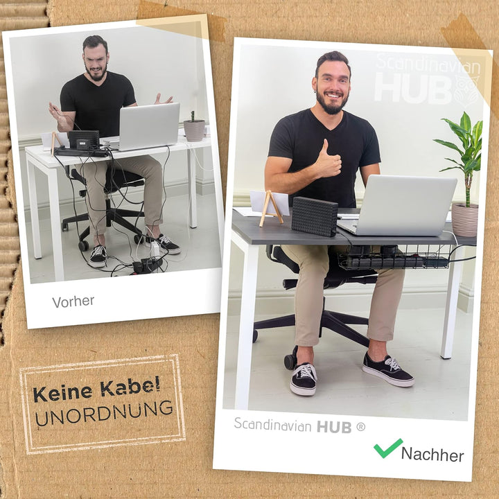 Scanfield Kabelmanagement Untertisch – Kabelwanne für Schreibtisch, Kabel Organizer, Kabelhalter &amp; K