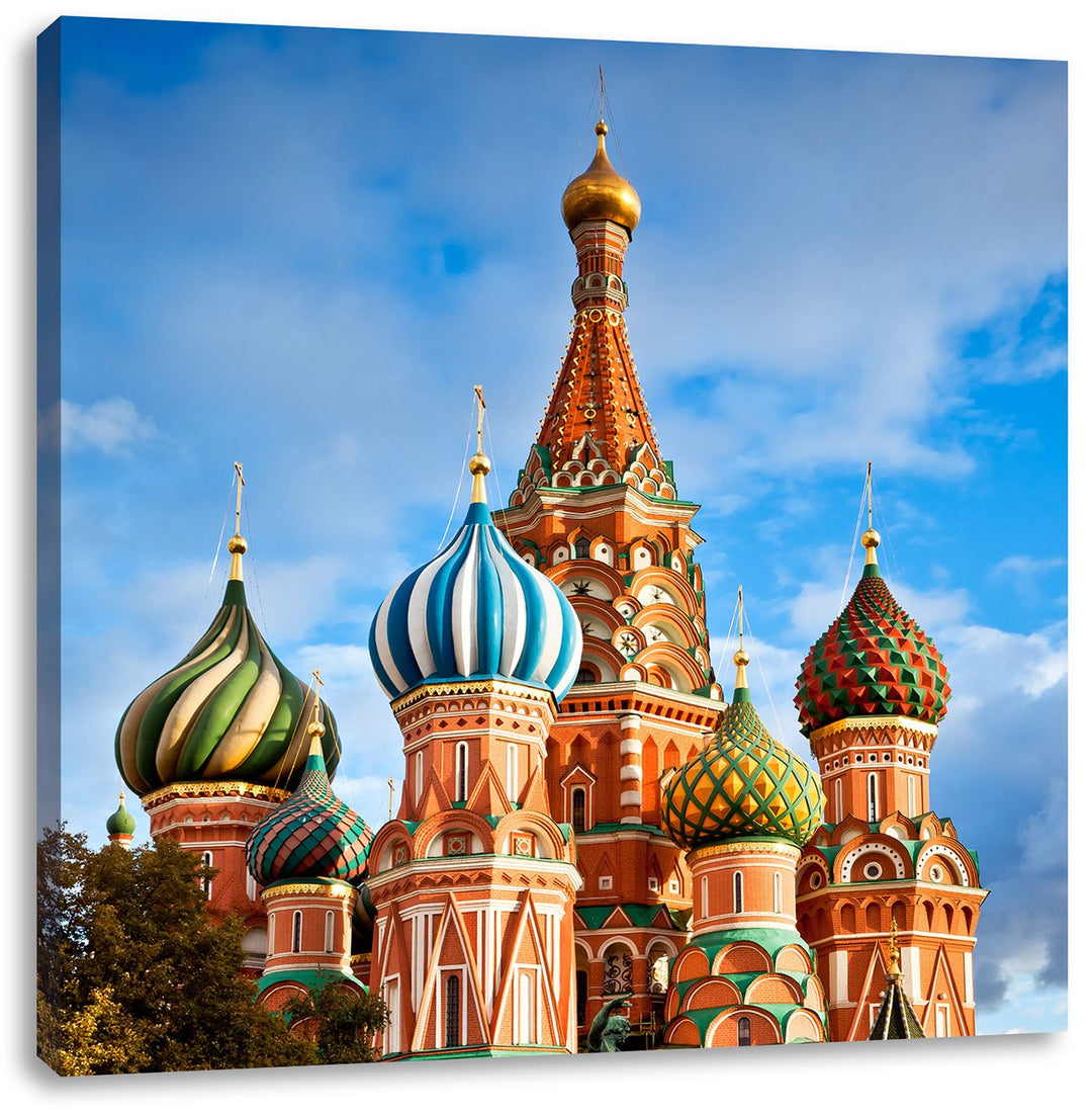 Pixxprint St. Basilius Kathedrale in Moskau, Format: 70x70 auf Leinwand, 70x70