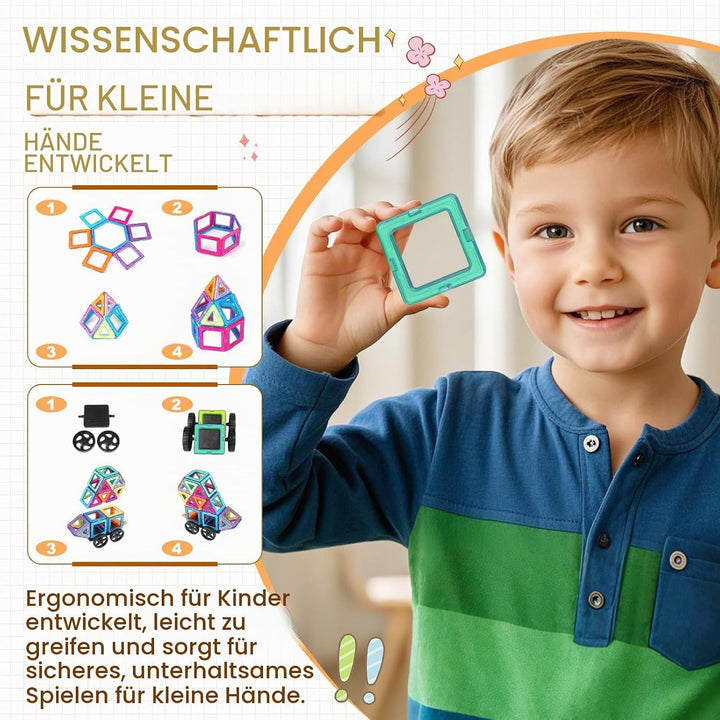 Magnetische Bausteine 63 Teile mini Magnetbausteine Magnete Kinder Magnetspielzeug Set für Kinder ab