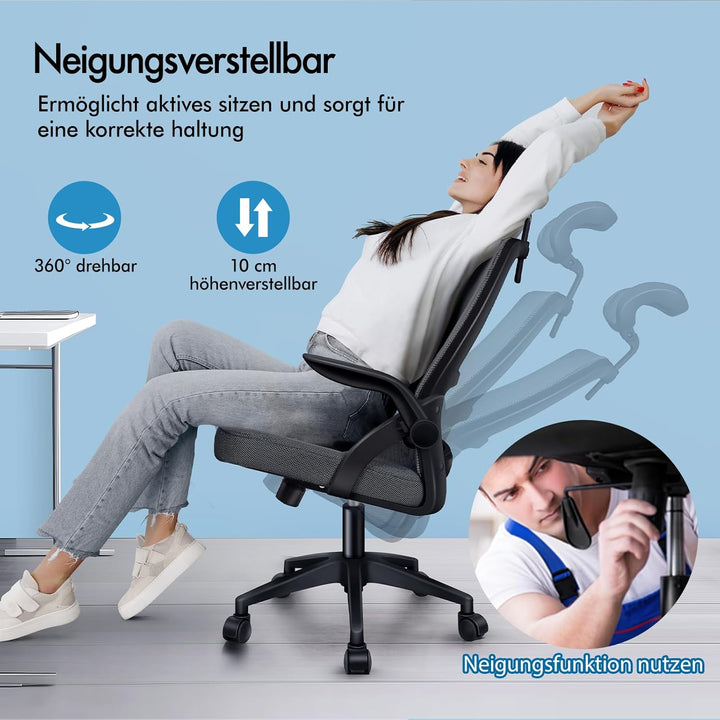 ALFORDSON Ergonomischer Büro-Schreibtischstuhl, Computerstuhl mit dynamischer Lordosenstütze, neigba