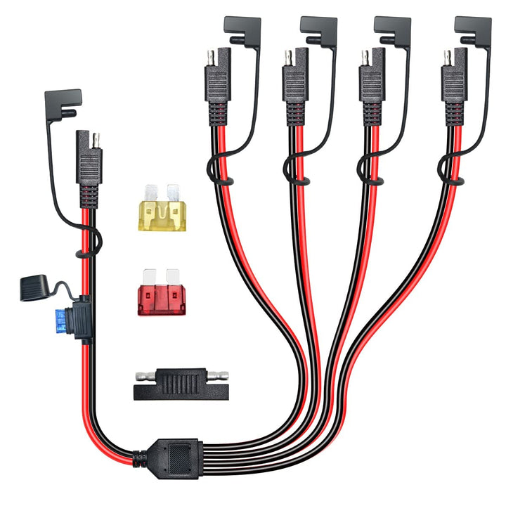 ELFCULB SAE-Splitter-Verlängerungskabel 1 auf 4 SAE-Adapter mit Polaritäts-Rückwärtsadapter für Sola