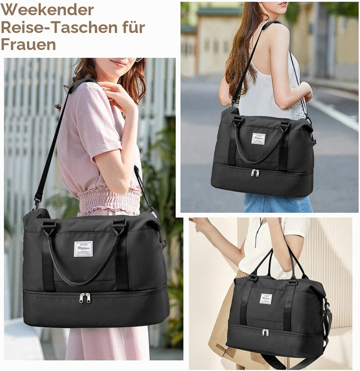 Reisetasche Damen Handgepäck Tasche Sporttasche mit Kulturbeutel Weekender Bag Schwimmtasche Wasserd