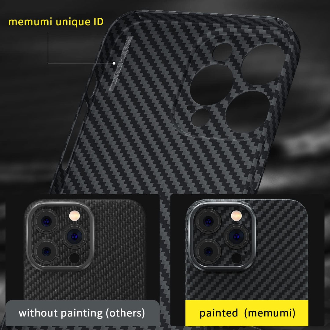 memumi Carbon Hülle für iPhone 14 Pro, 0,5 mm Superdünne, Hülle aus echter Aramidfaser [100% Aramidf