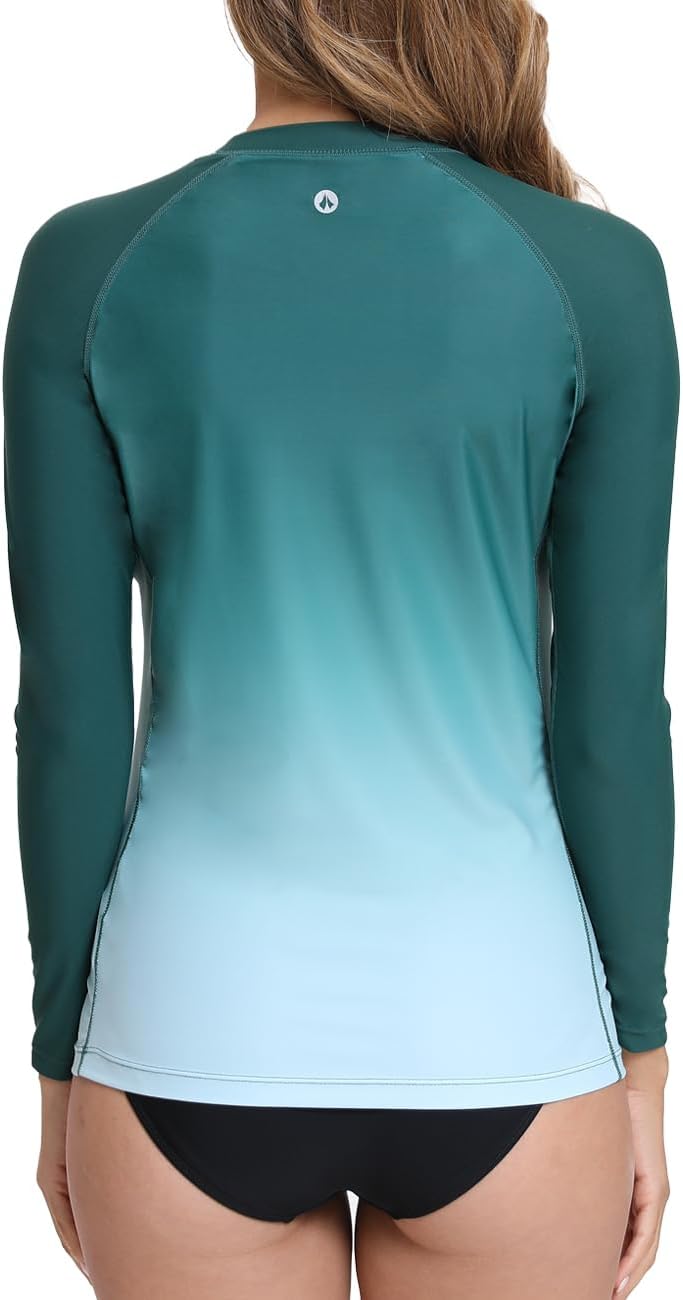 SURFEASY Damen Rash Guard Langarm Sonnenschutz Schnelltrocknend Badeshirt Surf Shirt Schwimmen Badem