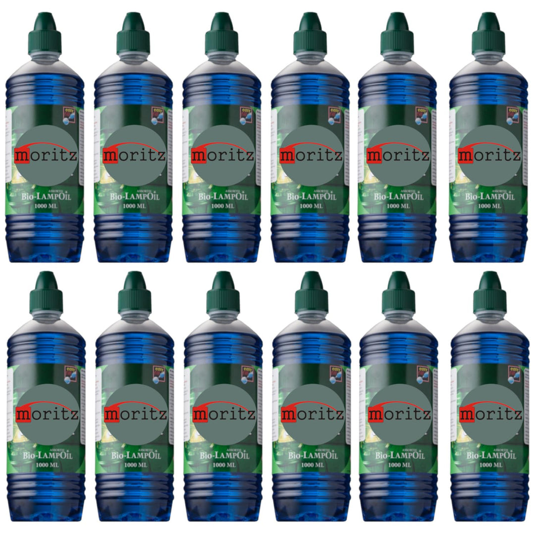 Moritz 12 Liter Bio Lampenöl blau farbig für Öllampen Bambusfackeln Gartenfackel und Wandfackeln 12