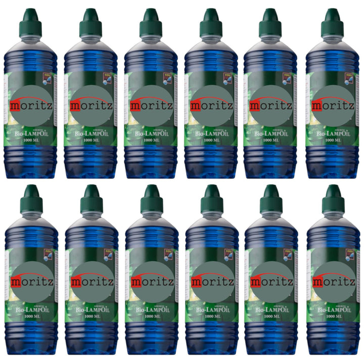 Moritz 12 Liter Bio Lampenöl blau farbig für Öllampen Bambusfackeln Gartenfackel und Wandfackeln 12