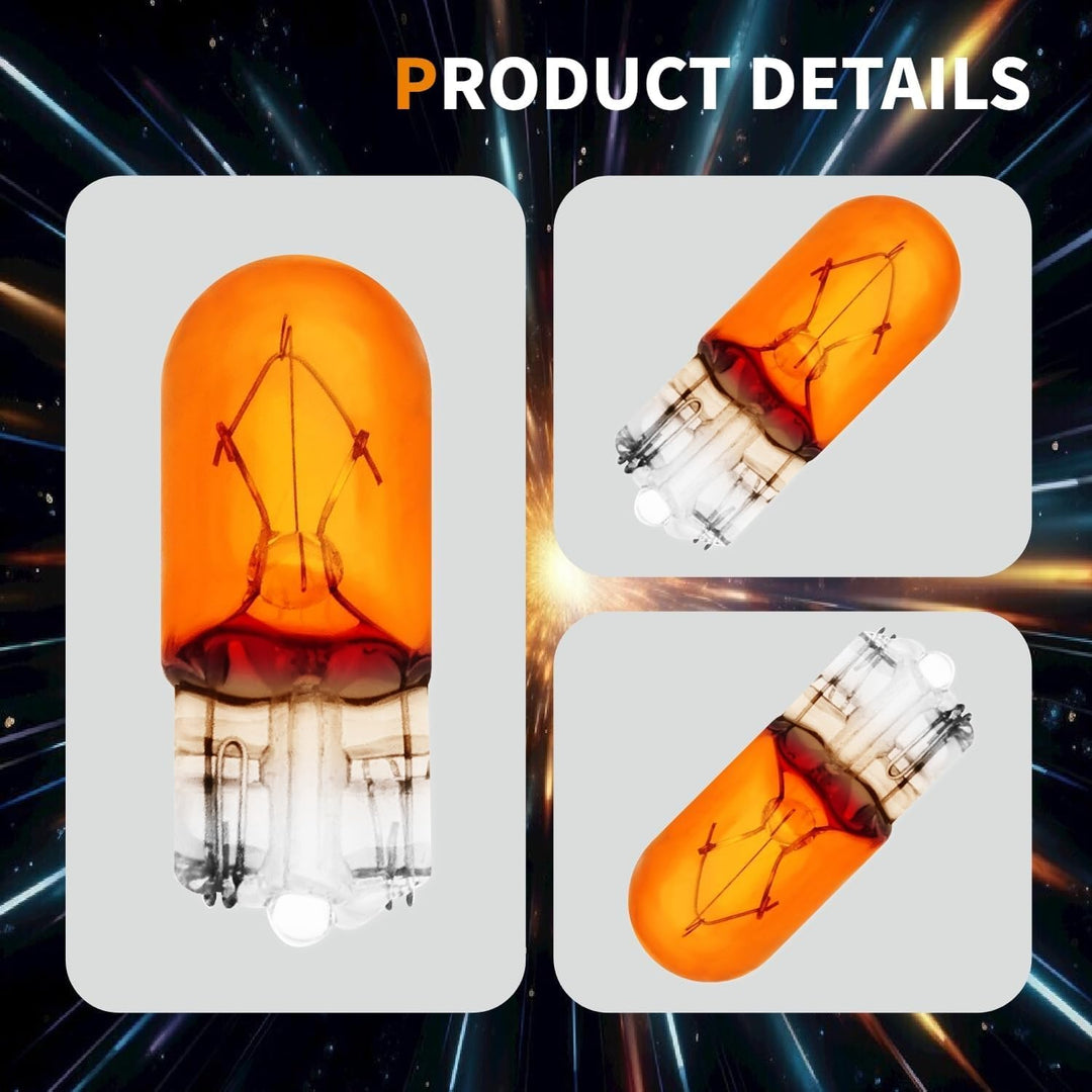 100x WY5W T10 Glühbirnen Orange 12V 5W Glassockel W2.1x9.5d Halogen Amber Ersatzlampen für Seitenbli
