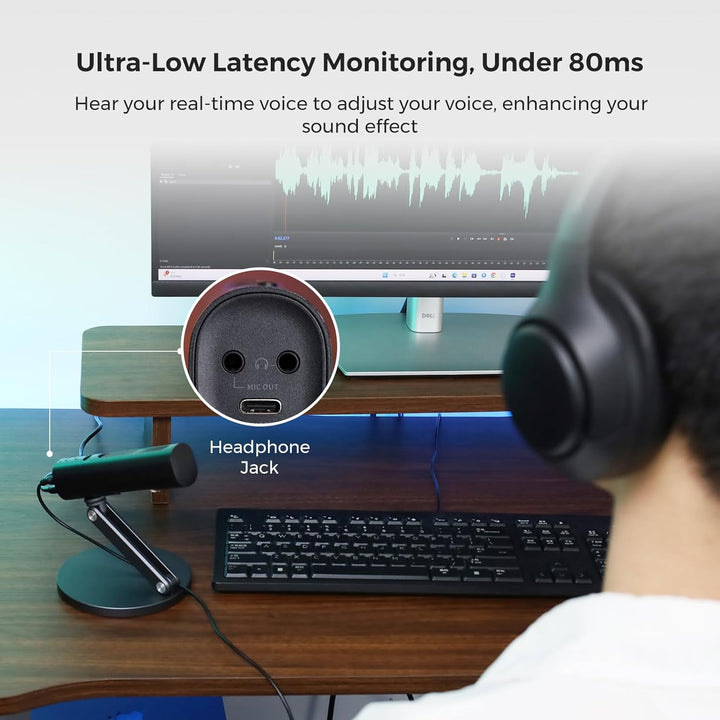 NearStream USB Kondensatormikrofon für PC, Studiomikrofon mit Ständer für Podcasts, Aufnahme, 8 Mikr