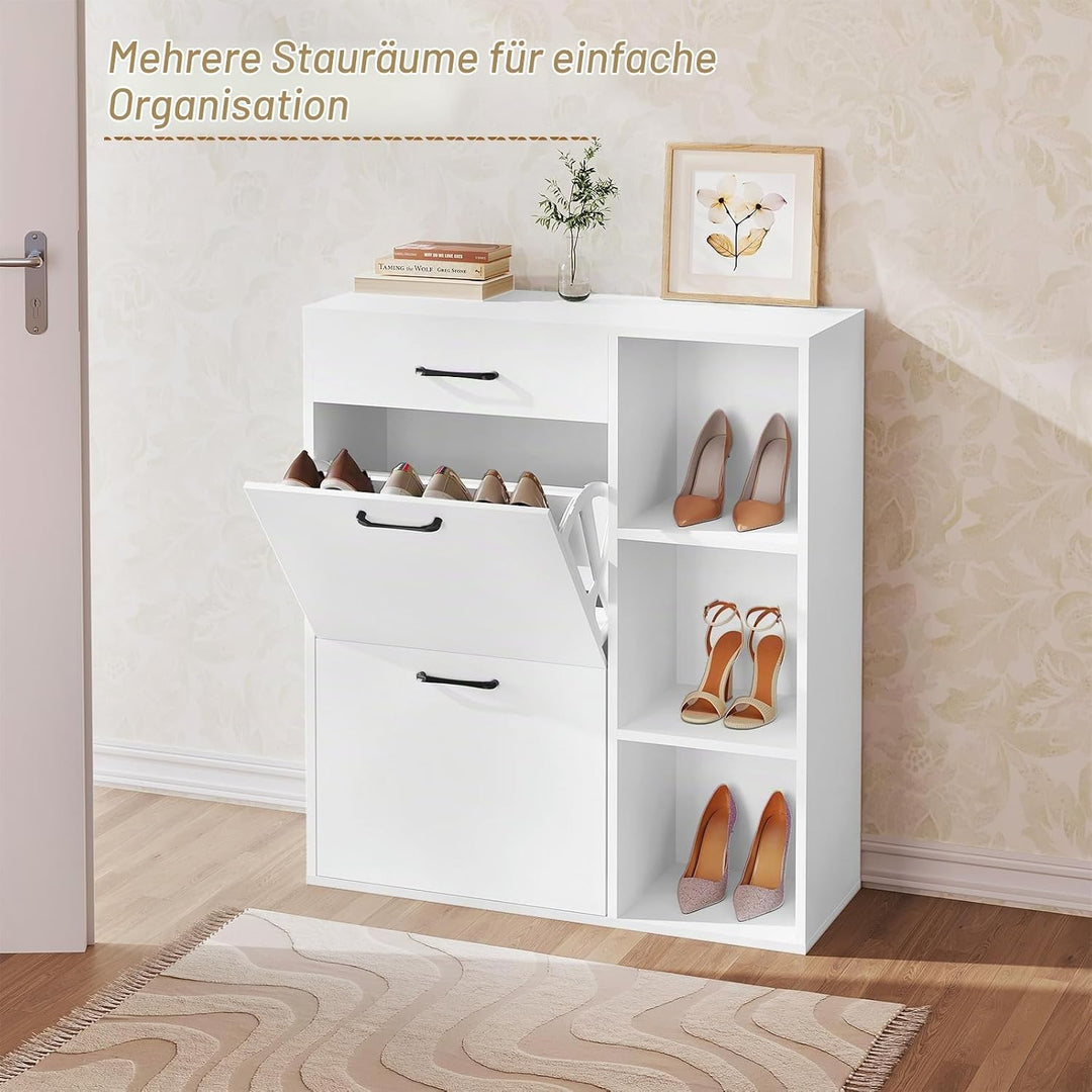 WOLTU Schuhregal Schuhkipper mit 3 Klappfächern, Schuhschrank Schuhorganizer Schuhständer schmal hoc