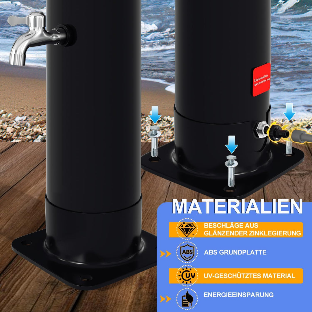 Herrselsam Solardusche 20L Solar Gartendusche warmes Wasser max. 60°C ohne Stromanschluss Pooldusche