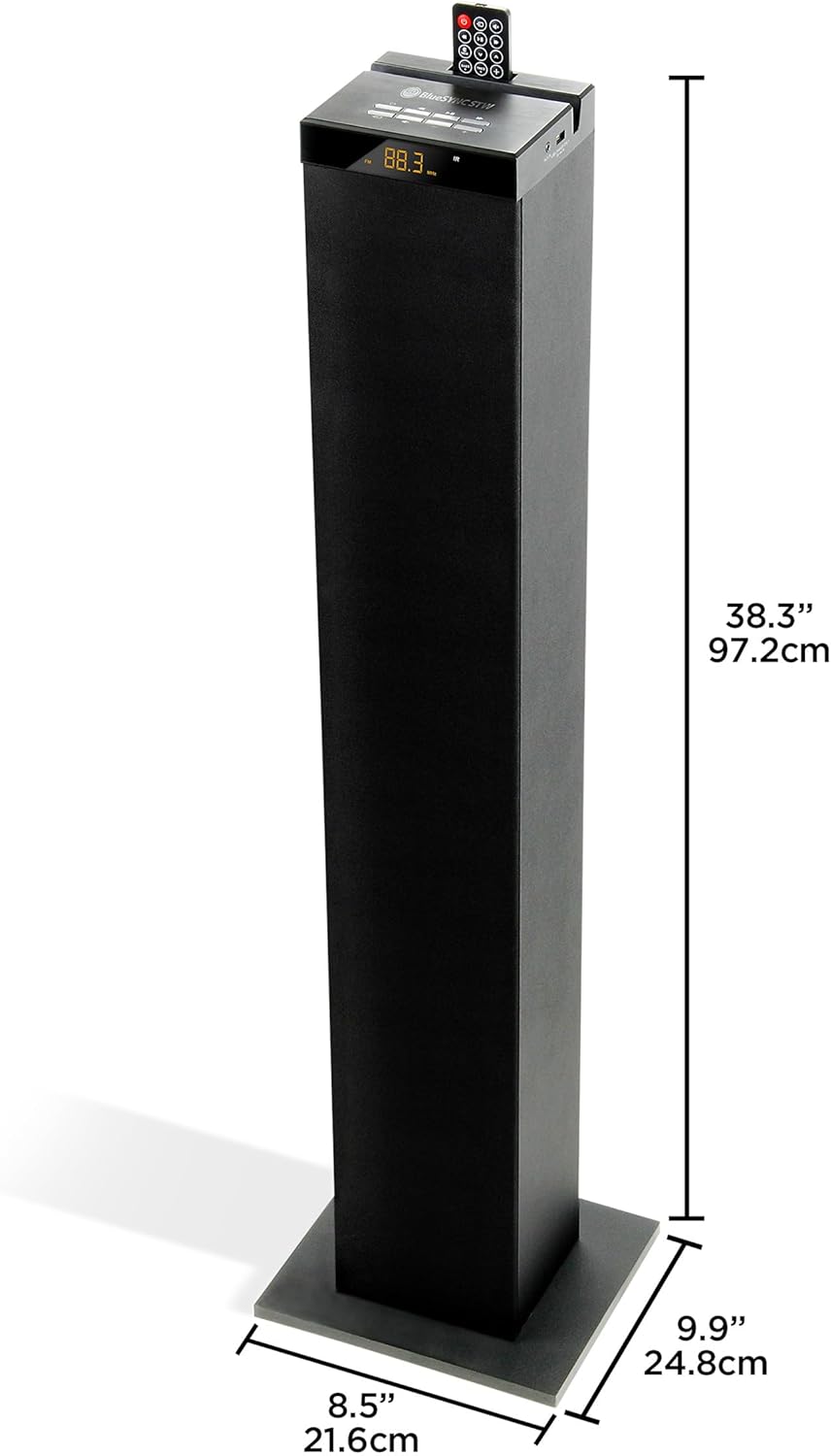 GOgroove Bluetooth Turm Lautsprecher mit integriertem Subwoofer - Standlautsprecher mit Bass und Dua