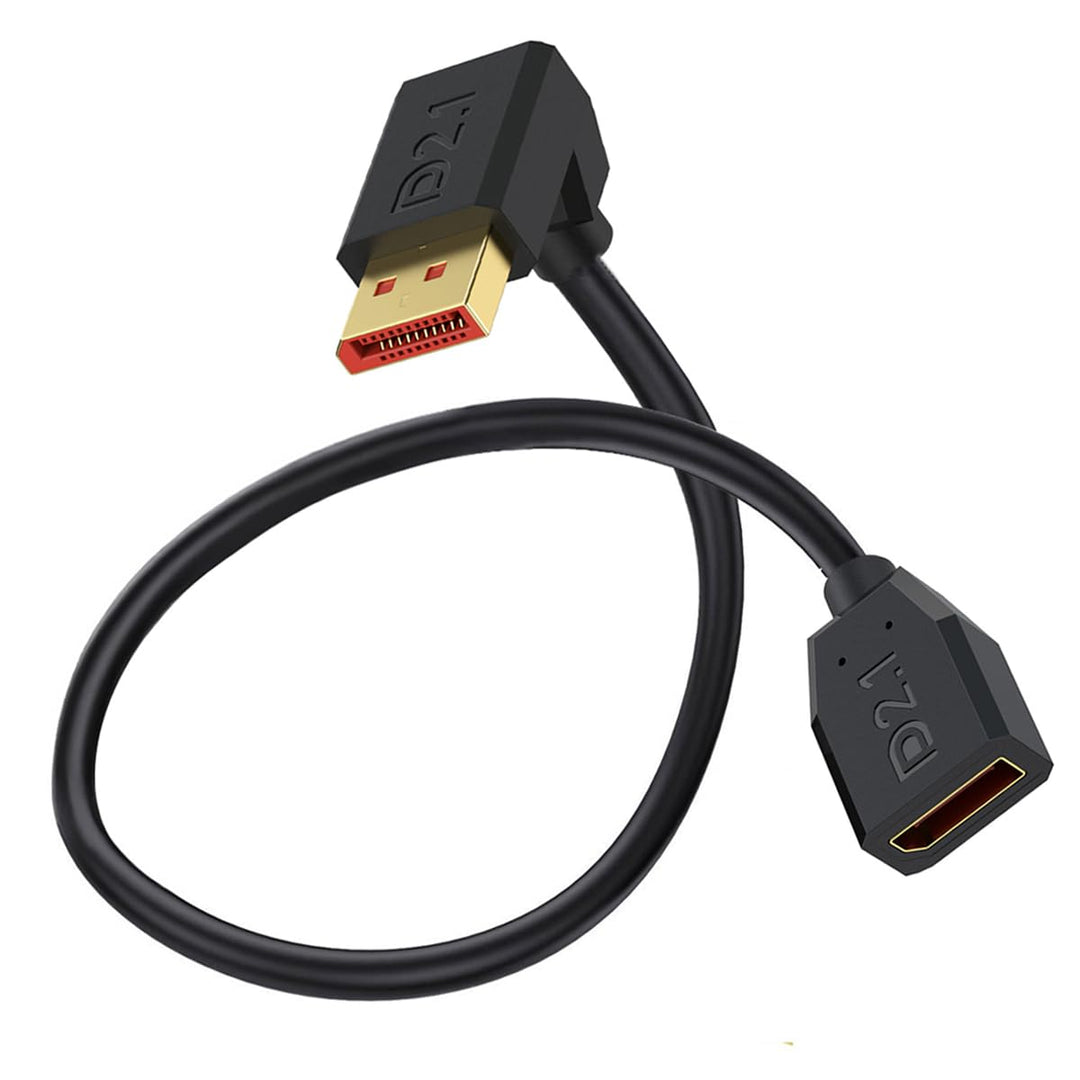 16K DisplayPort 2.1 Verlängerungskabel, 90 Grad Rechtwinkel DP männlich zu weiblich Kabel 52Gbps Unt