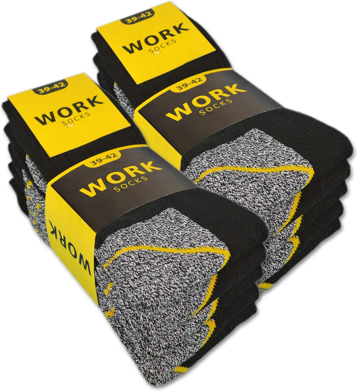Herren Arbeitssocken (10 oder 20 Paar) WORK Socken Baumwolle 39-42 10 Paar | Schwarz/Grau Meliert, 3