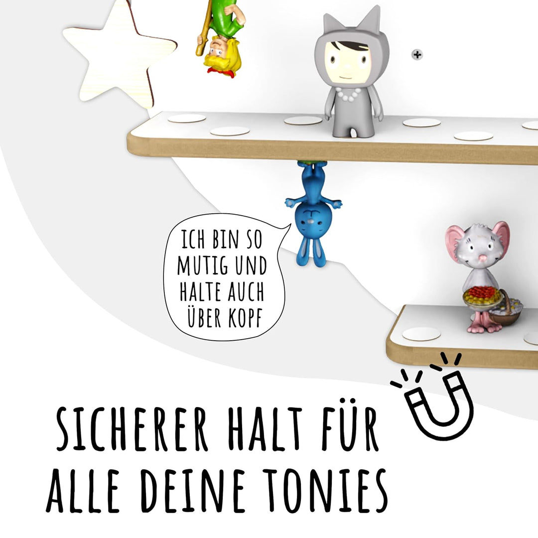 Tonie Regal für Toniebox, Toniebox Regal personalisiert mit Name und Holzsymbolen, Tonie Aufbewahrun
