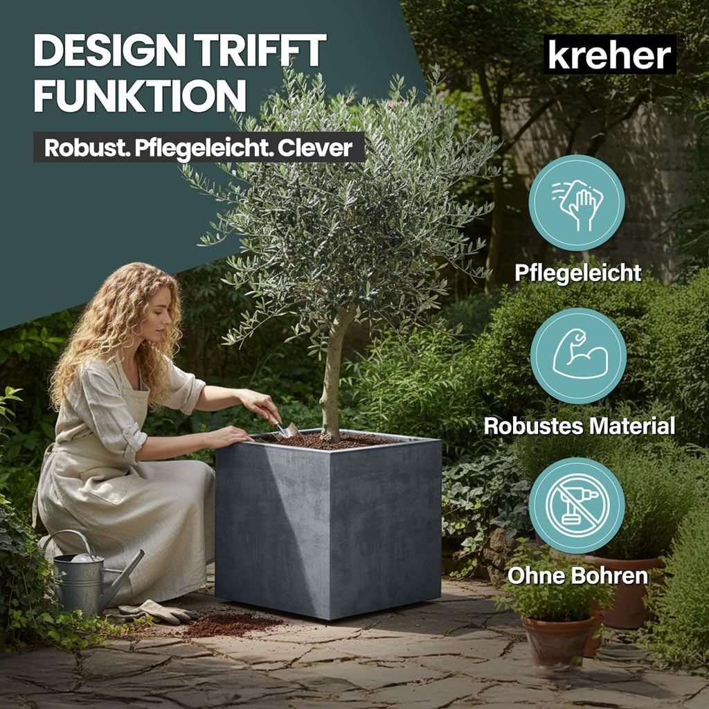 Kreher XL Pflanzkasten Millennium in verschiedenen Formaten und Farben. Tolle Naturstein Optik in Br